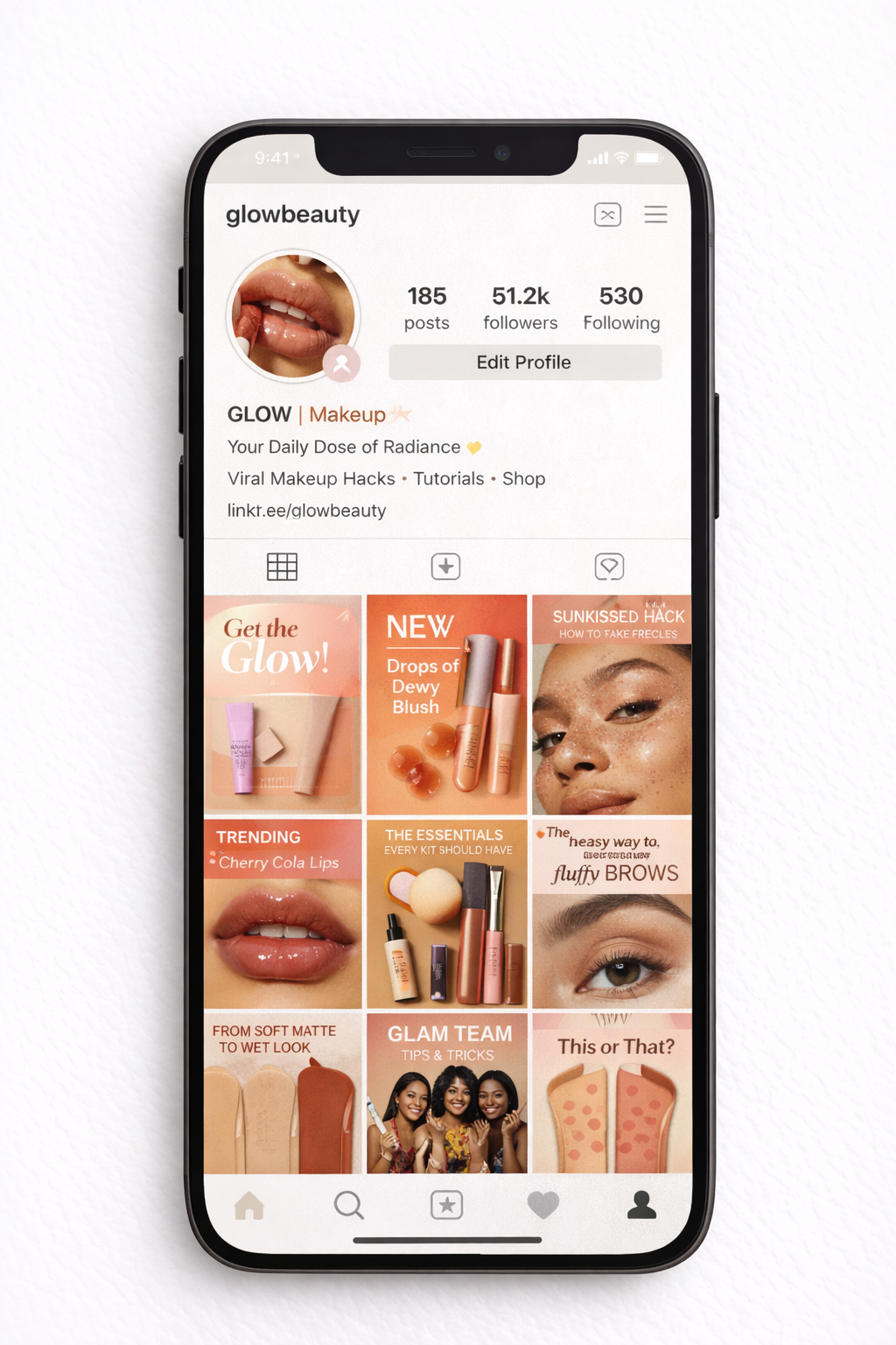 Social media feed example - Makeup
